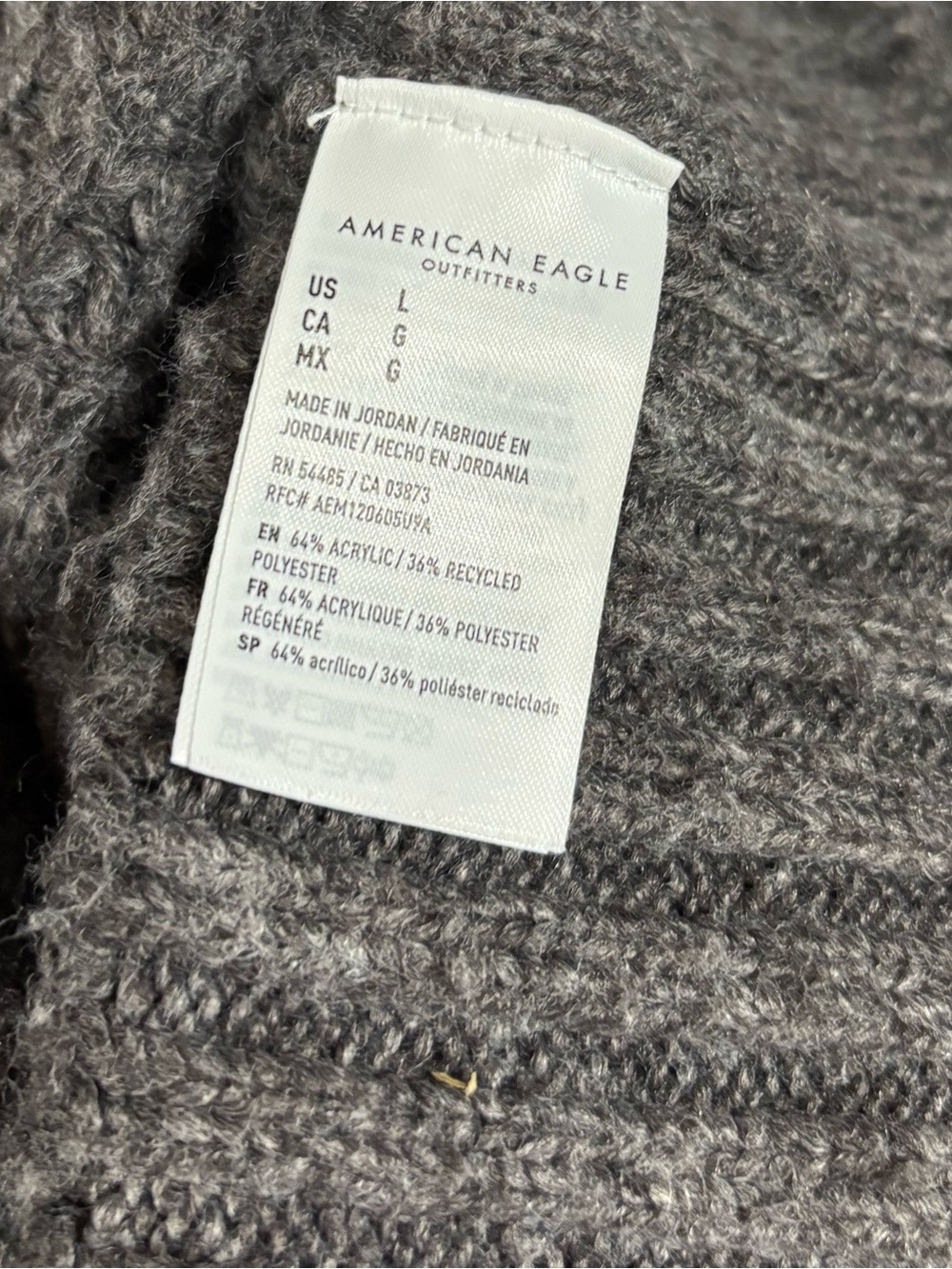 American Eagle Outfitters Whoa So Cozy Charcoal V-Neck Waffle Knit Sweater - Picture 11 of 12